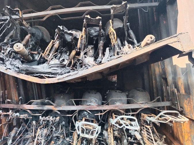 Crime, accident, kannauj, kannauj News – Incendie d’un conteneur après avoir touché un fil électrique, 103 vélos brûlés