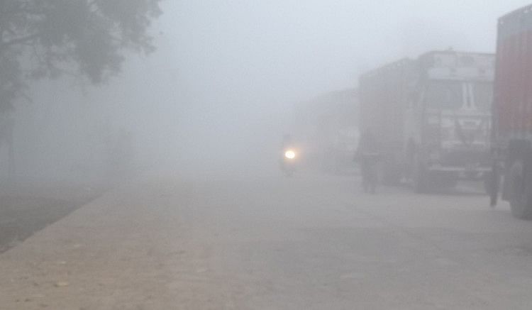 Véhicule, brouillard, froid – Les gens tremblent à cause du froid, le brouillard a arrêté la vitesse des véhicules
