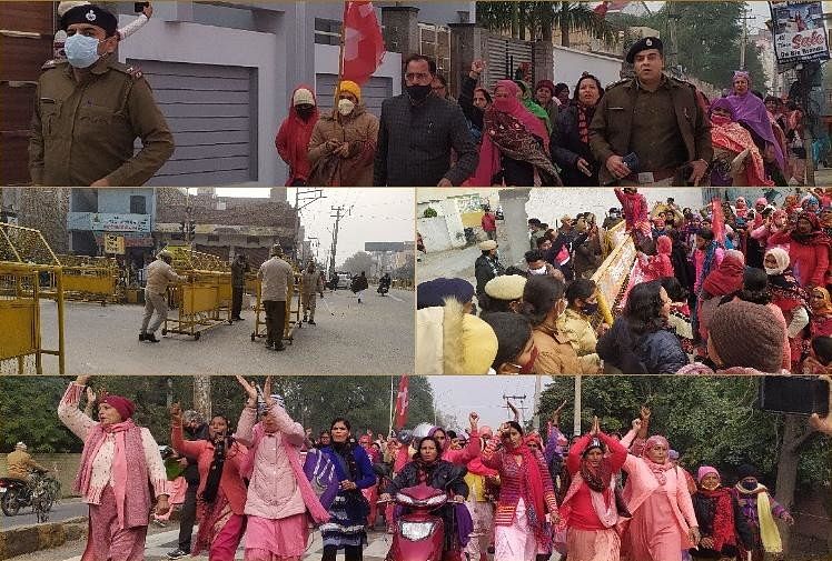 Buruh Anganwadi Demonstrasi Di Luar Kediaman Menteri Tenaga Listrik Di Sirsa Of Haryana