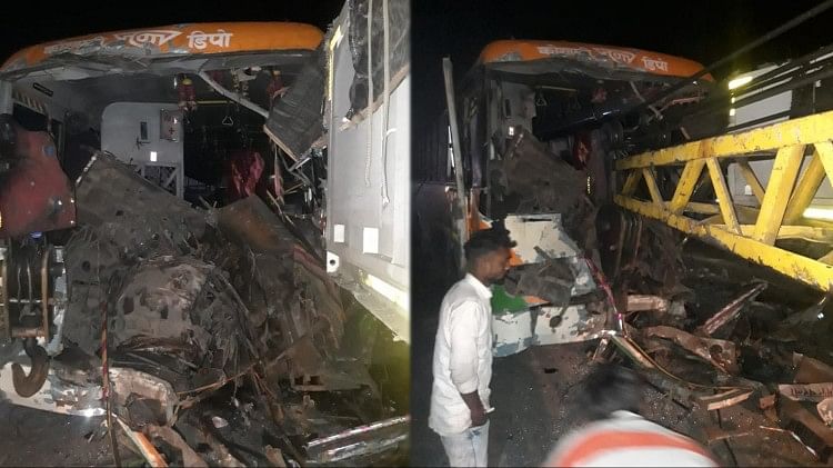 Amroha Gajraula Accident sur les routes nationales Un bus entre en collision avec un camion chargé de barres de fer 15 passagers blessés De nombreux critiques