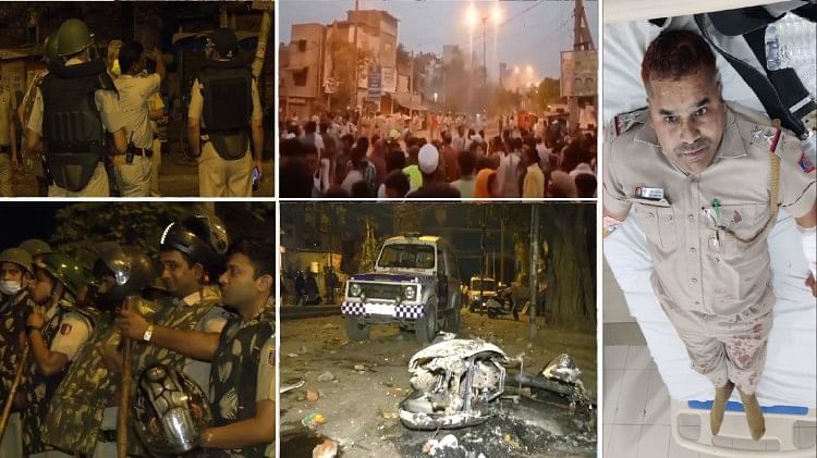 Au milieu de la procession, des jets de pierre, des véhicules incendiés par des mécréants, la police de Delhi a pris le contrôle du front, voir les photos