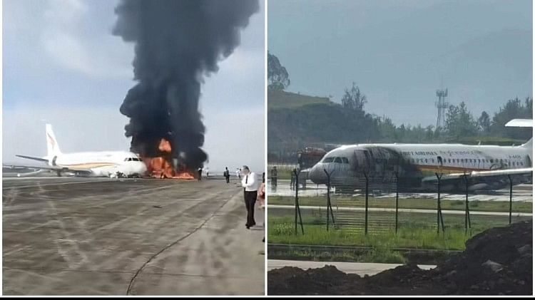 चीन में हादसा: टेकऑफ के दौरान रनवे पार कर गया तिब्बत एयरलाइंस का विमान, पकड़ी आग, कई यात्री घायल