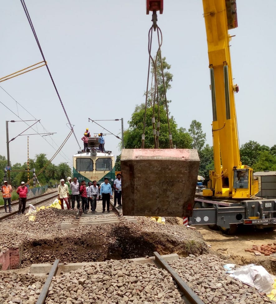 नजीबाबाद में बुंदगी-नगीना रेल मार्ग पर पुराने ब्रिजों का नवीनीकरण करती रेलवे टीम। नजीबाबाद में बुंदगी-नगीना रेल मार्ग पर पुराने ब्रिजों का नवीनीकरण करती रेलवे टीम।