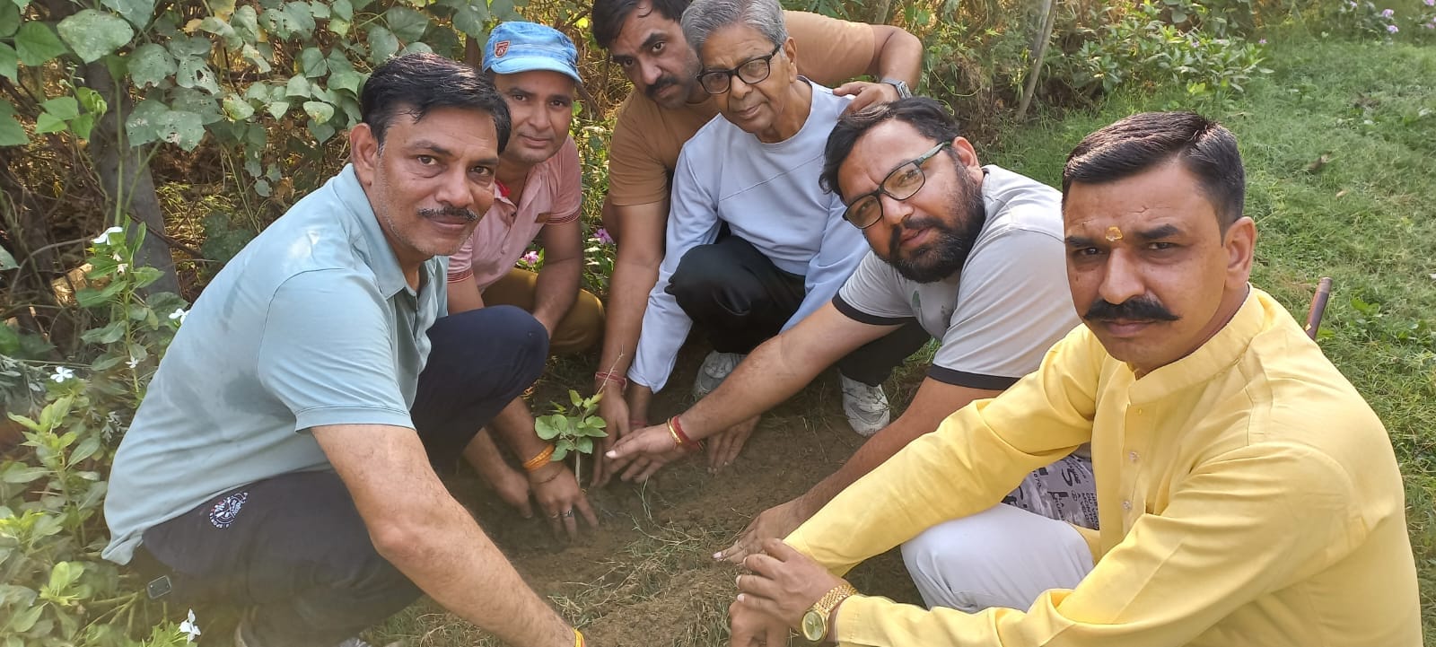 नगीना में पौधरोपण करते दिव्य सेवा संस्थान के कार्यकर्ता।