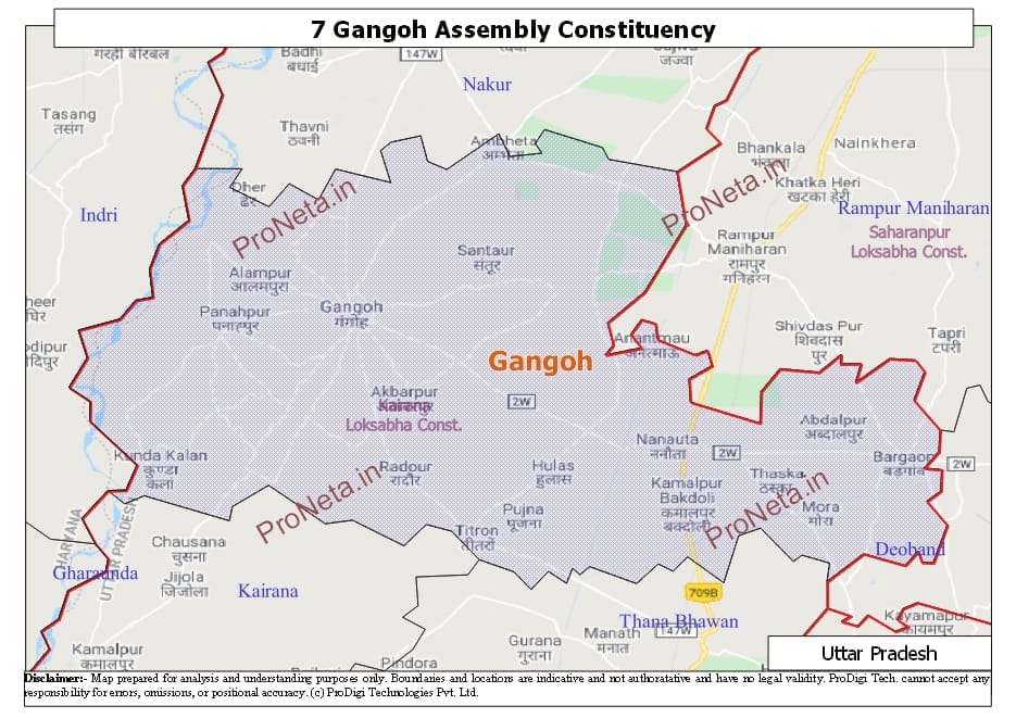 गंगोह विधानसभा क्षेत्र का प्रस्तावित नक्शा गंगोह विधानसभा क्षेत्र का प्रस्तावित नक्शा