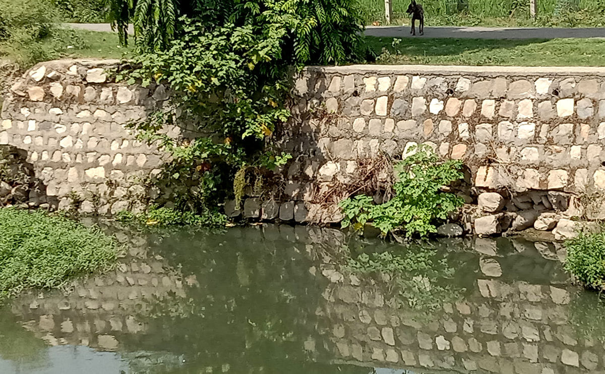 जगह जगह से धंसी इंटरलॉकिंग टाइल्स।