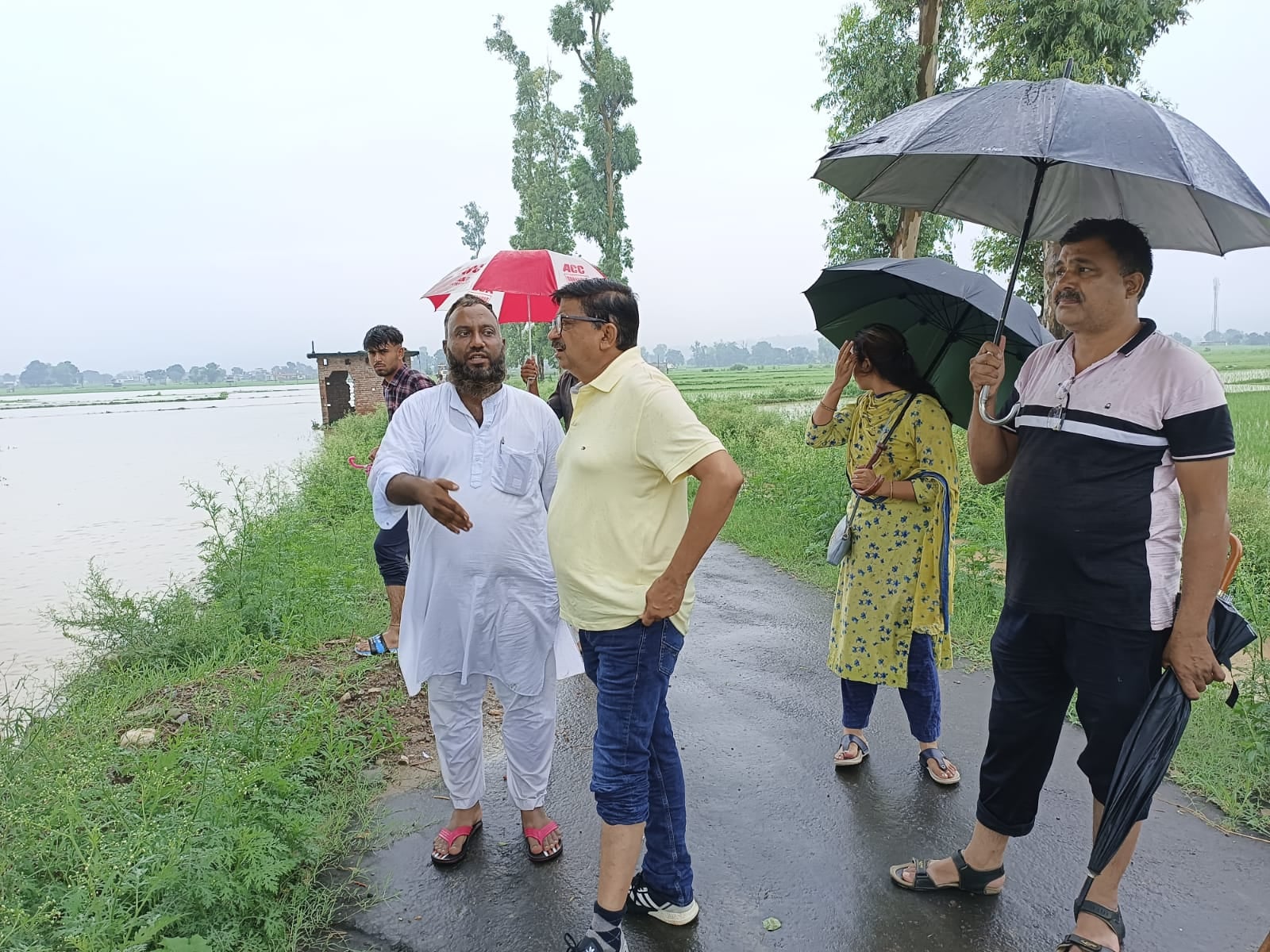 मिश्रवाला में बरसात से प्रभावित क्षेत्र का निरीक्षण करते एसडीएम पांवटा विवेक महाजन। संवाद