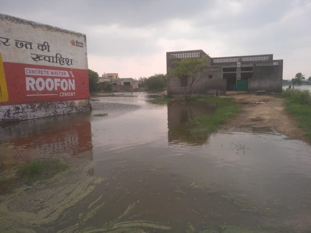 गांव बुआना में घुसा बरसाती पानी। संवाद।