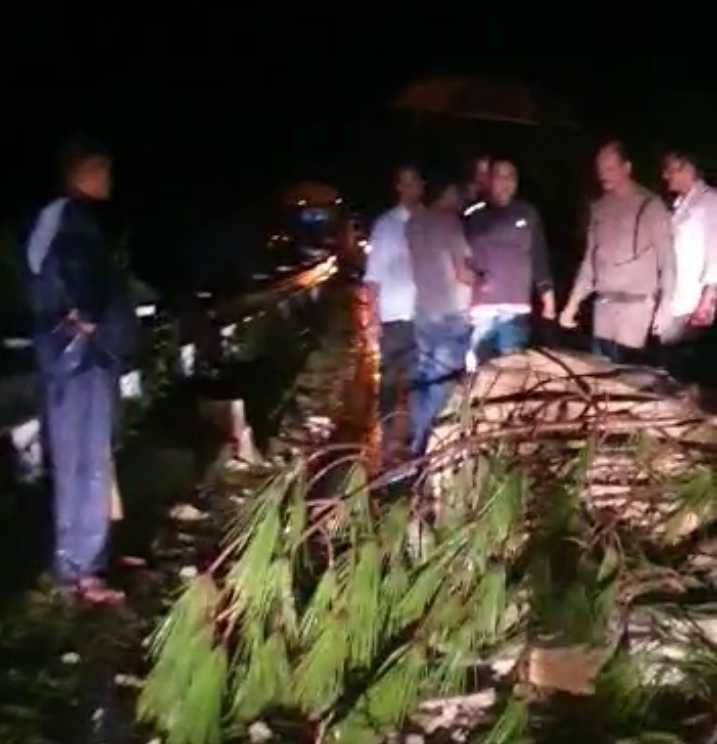 बागेश्वर के रवाईखाल में शुक्रवार की रात को पेड़, मलबा गिरने से बंद सड़क। संवाद न्यूज एजेंसी बागेश्वर के रवाईखाल में शुक्रवार की रात को पेड़, मलबा गिरने से बंद सड़क। संवाद न्यूज एजेंसी