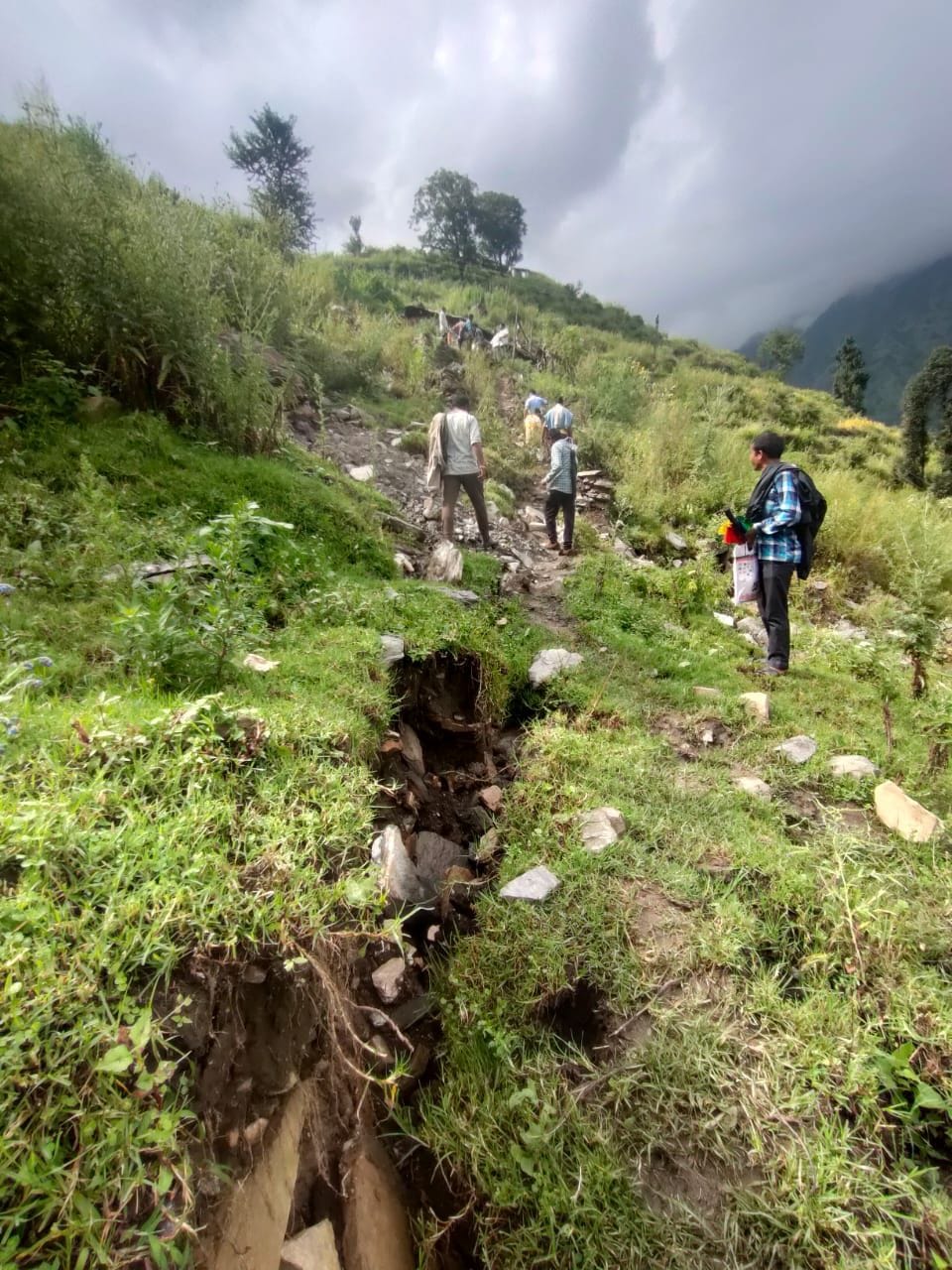 बागेश्वर के सोराग में जमीन पर पड़ी दरार। संवाद न्यूज एजेंसी बागेश्वर के सोराग में जमीन पर पड़ी दरार। संवाद न्यूज एजेंसी