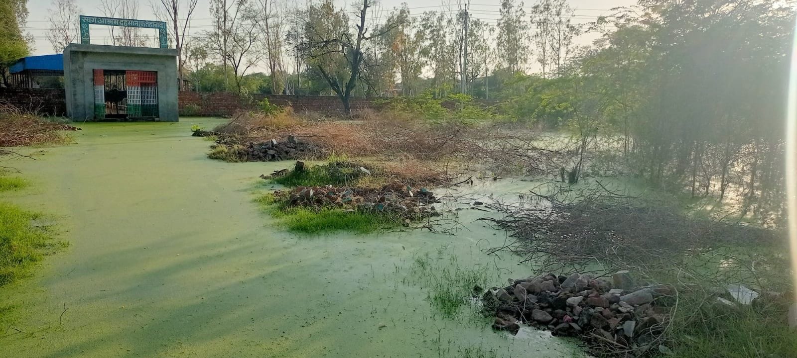 गांव दहमान में जलभराव से घिरा गांव का श्मशान घाट। गांव दहमान में जलभराव से घिरा गांव का श्मशान घाट।