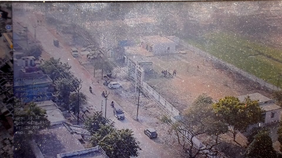 भीमपुर इब्राहिमपुर गांव में बवाल के बाद ड्रोन कैमरे से दिखता गांव