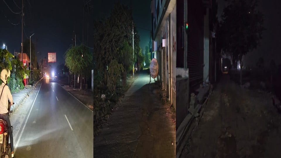 मेंडू रोड पर सिटी स्टेशन की ओर, आगरा रोड आवास विकास कॉलोनी के पास बंबा व टाप रोड गिजरौली में छाया अंधेरा
