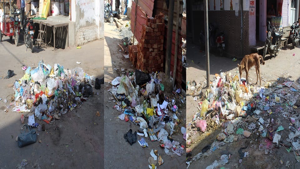 हाथरस में लगा गंदगी का ढेर