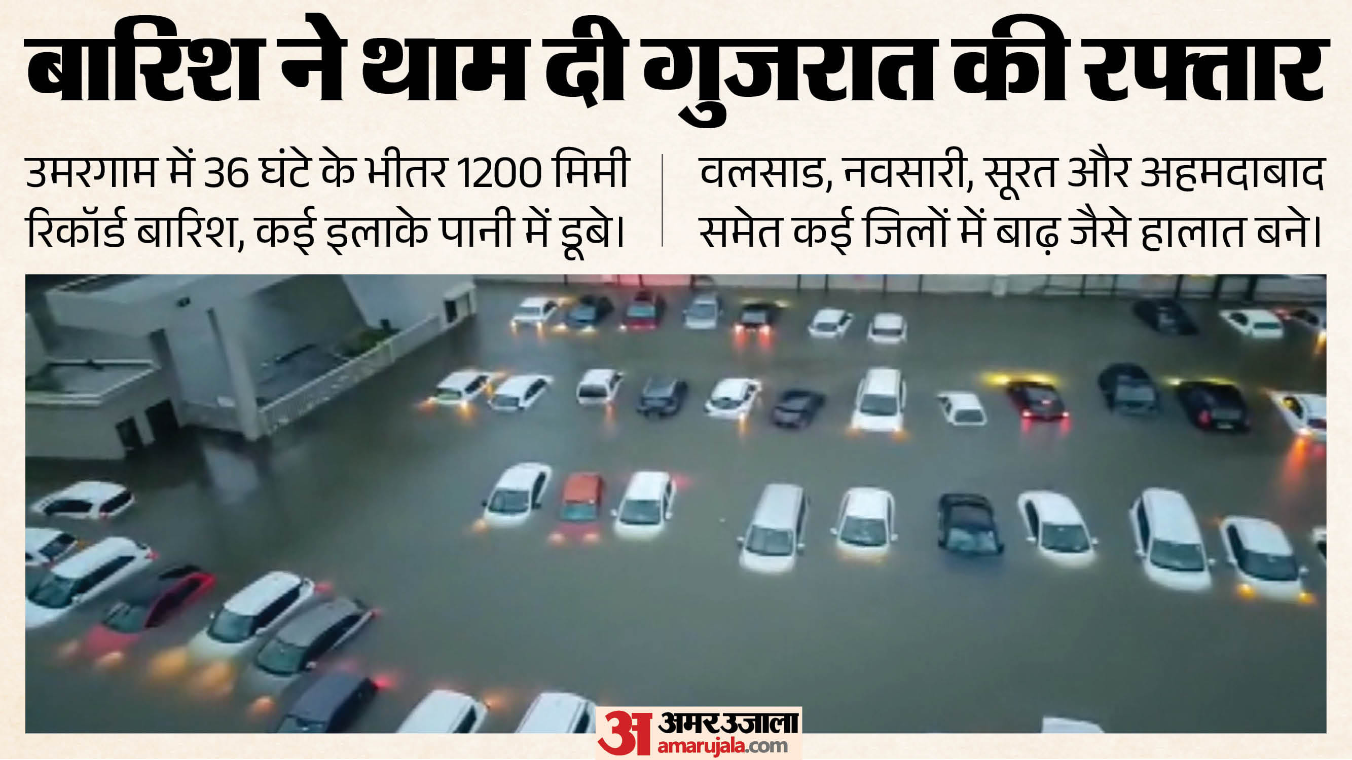 घर-गाड़ियां सब डूबे, स्कूल भी बंद:बारिश से गुजरात में बाढ़ जैसे हालात; मौत के मुंह से 1200 लोगों का रेस्क्यू – Gujarat Heavy Rain Flood Like Situation 22000 Relocated 1200 Rescued Valsad Navsari