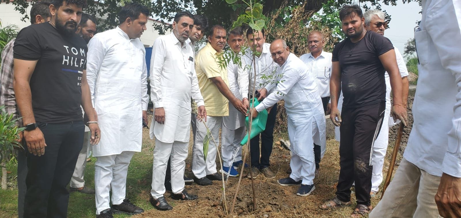 फोटो 05. लडसौली स्थित लोक निर्माण विभाग के विश्राम गृह में पौधरोपण करते हरियाणा गो सेवा आयोग चे