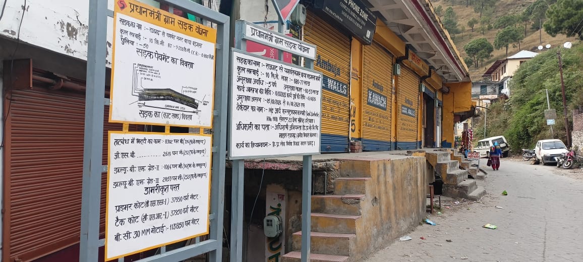 राजगढ़-बड़गला-यशवंतनगर सड़क के निर्माण को लेकर विभाग की ओर से लगाए गए बोर्ड। संवाद राजगढ़-बड़गला-यशवंतनगर सड़क के निर्माण को लेकर विभाग की ओर से लगाए गए बोर्ड। संवाद