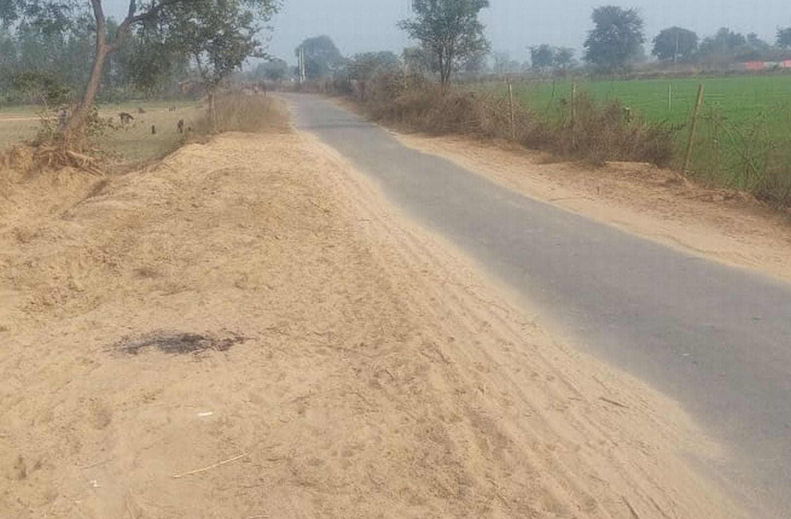 सहसवान से इस्लामनगर होते हुए चंदौसी जाने वाली बनाई जा रही सड़क। संवाद