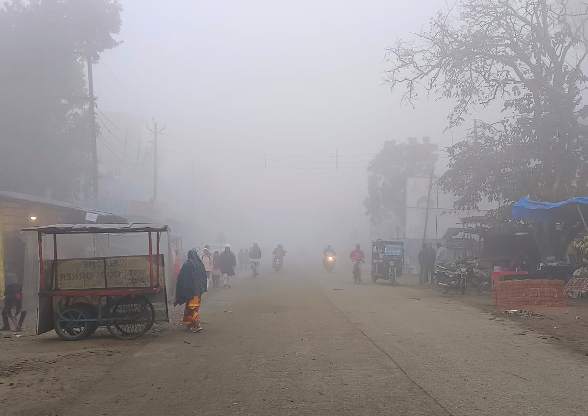 गर्म कपड़े लपेटकर गुजरते लोग-संवाद