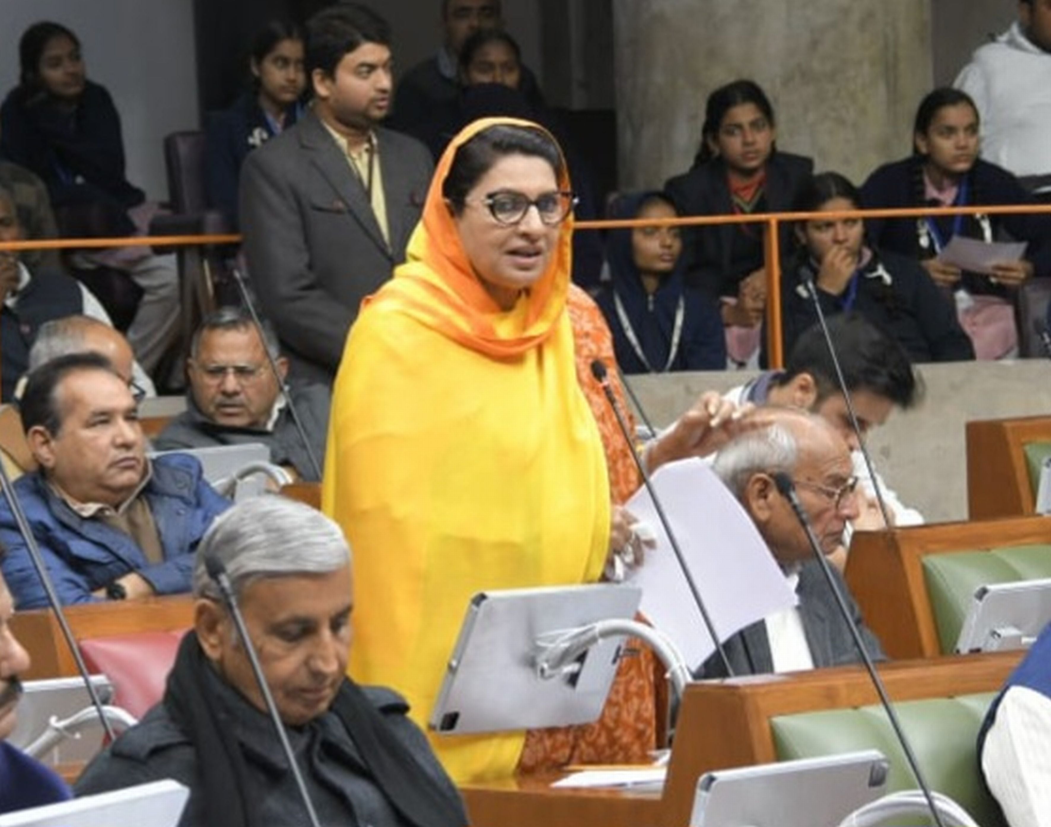 हरियाणा विधानसभा सत्र में अपनी बात रखतीं विधायक नैना सिंह चौटाला। हरियाणा विधानसभा सत्र में अपनी बात रखतीं विधायक नैना सिंह चौटाला।
