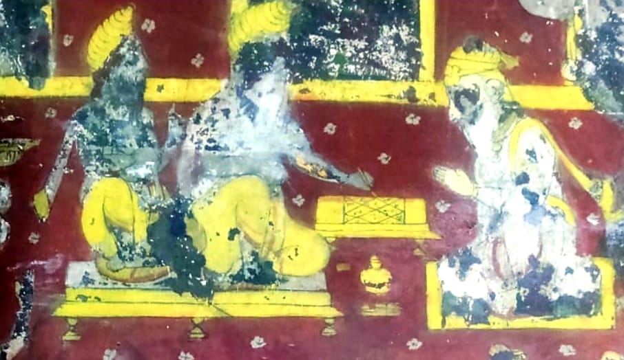 श्री राम जनार्दन मंदिर में भगवान श्री राम की जन्मपत्रिका के साथ ही इससे जुड़े अन्य चित्र मौजूद ह श्री राम जनार्दन मंदिर में भगवान श्री राम की जन्मपत्रिका के साथ ही इससे जुड़े अन्य चित्र मौजूद ह