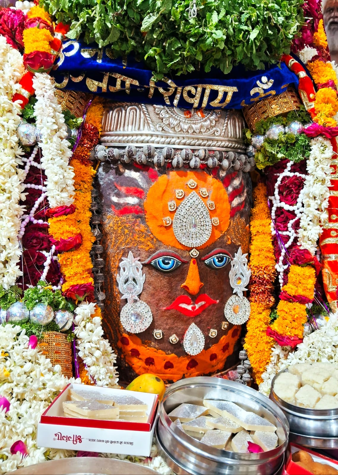 मस्तक पर सूर्य...गले मे मखाने, मोगरे और तुलसी की माला धारण कर बाबा महाकाल ने दिए भस्मारती मे दर मस्तक पर सूर्य...गले मे मखाने, मोगरे और तुलसी की माला धारण कर बाबा महाकाल ने दिए भस्मारती मे दर