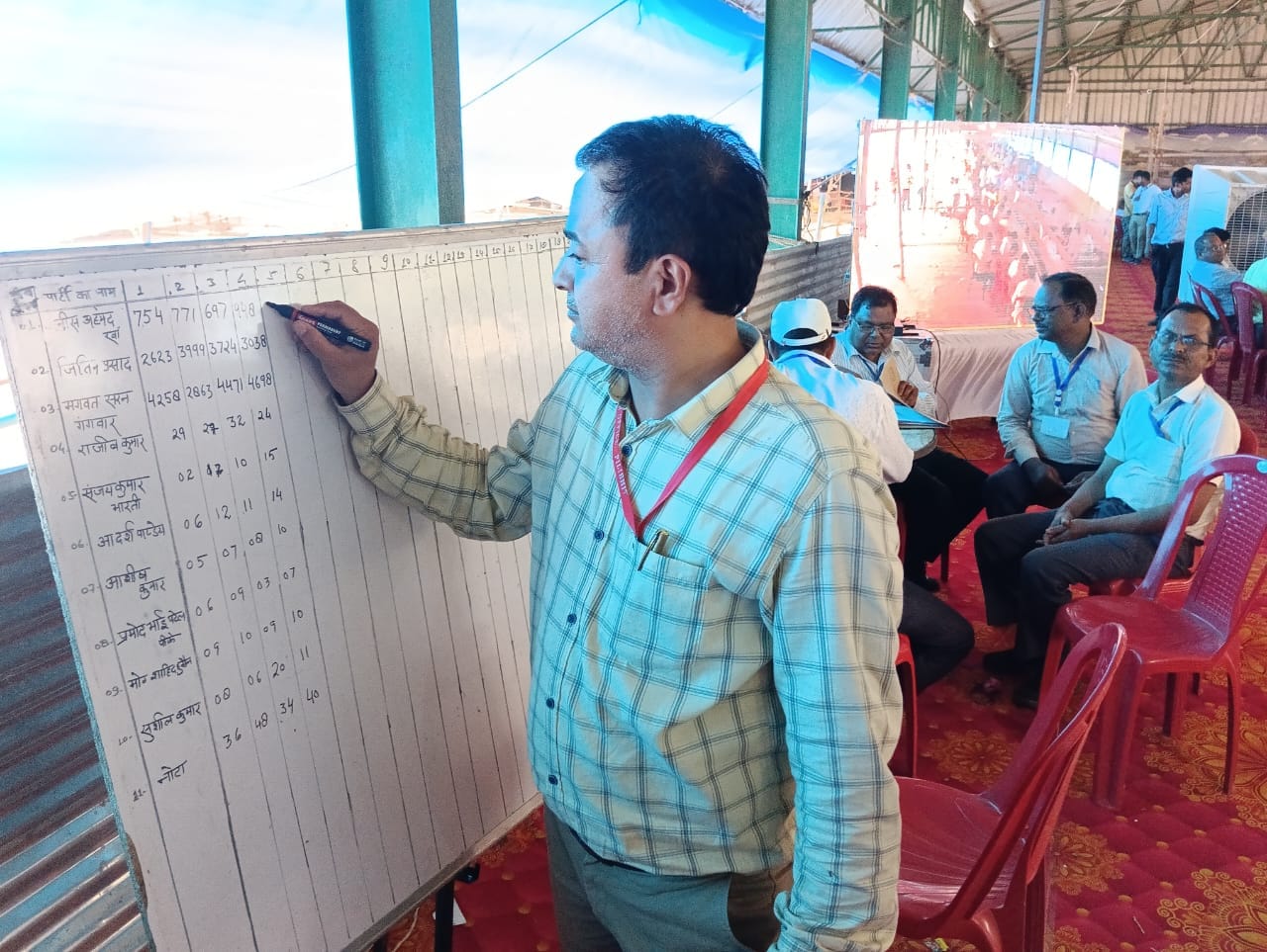 मंडी समिति में मतगणना स्थल पर ईवीएम मशीन ले जाते कर्मी । संवाद मंडी समिति में मतगणना स्थल पर ईवीएम मशीन ले जाते कर्मी । संवाद