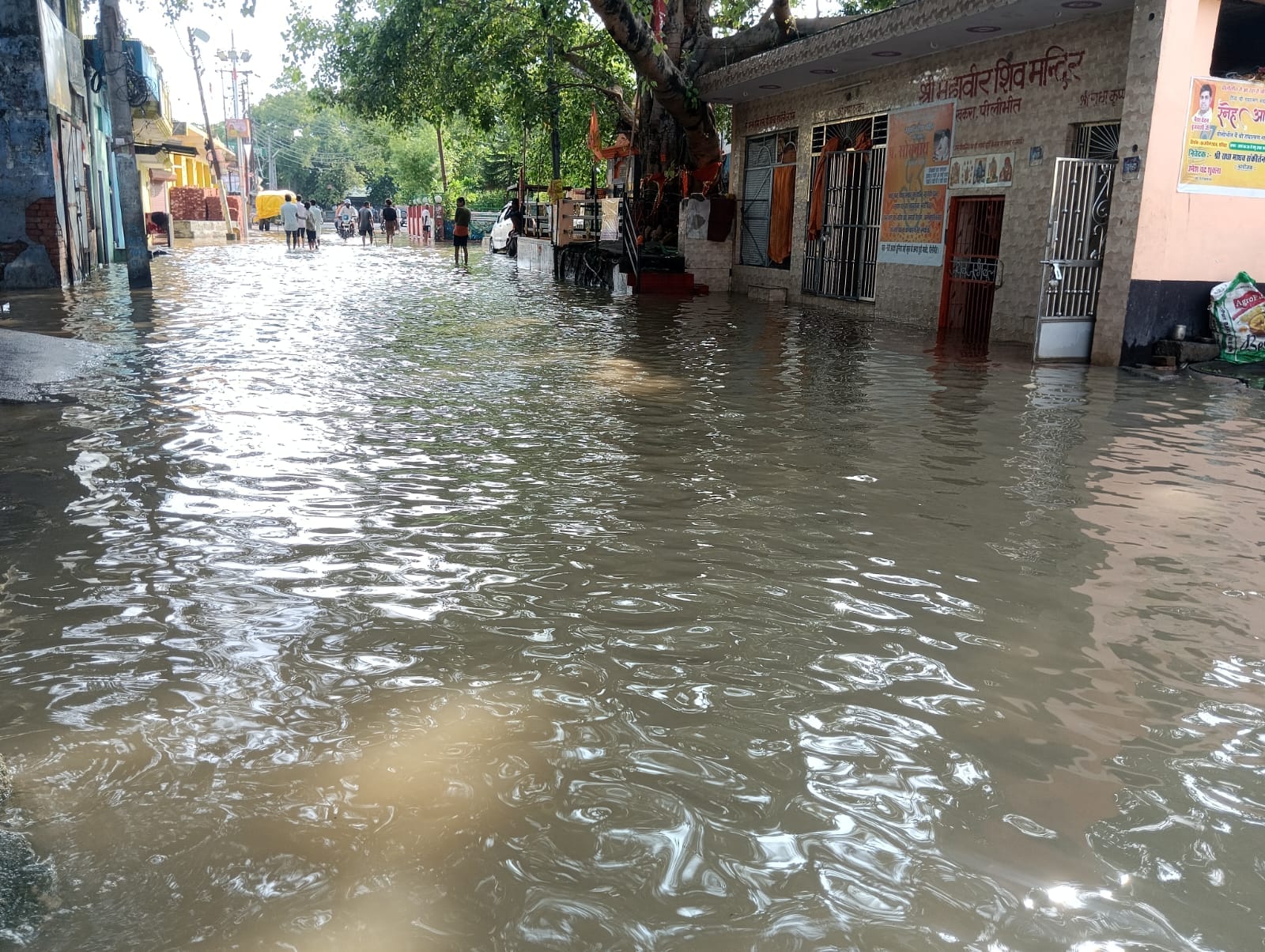 शहर के रोडवेज बस स्टैंड परिसर में भरा पानी।संवाद