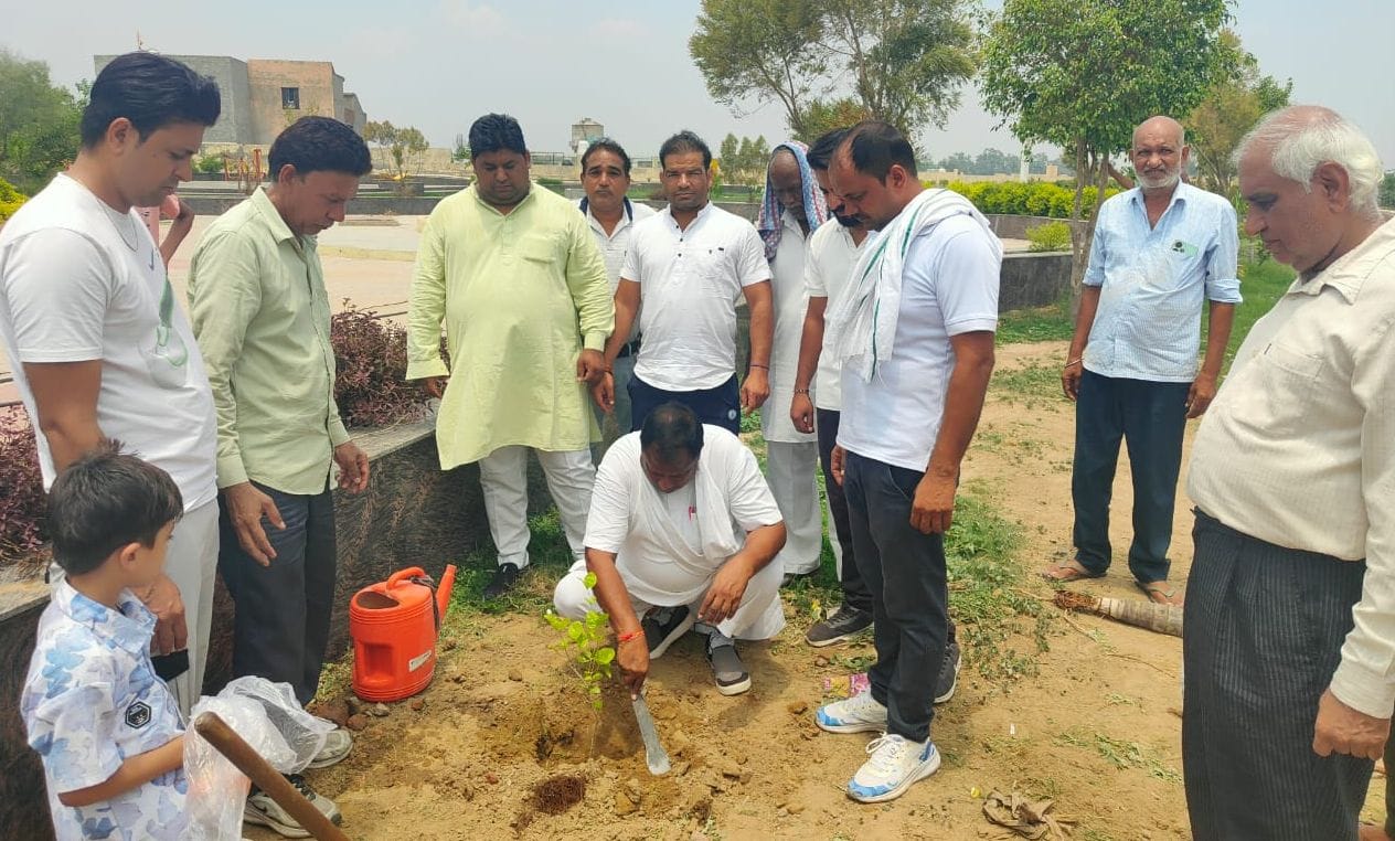 13जेएनडी24 : महात्मा ज्योतिबा फूले पार्क में पौधा लगाते डॉ. राज सैनी। स्रोत स्वयं