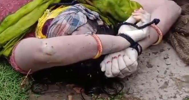 त्रिवेणी पुल के नीचे मिली महिला की बोरे में बंद हाथ पैर बंधी लाश...... चोट के निशान नही पुलिस म
