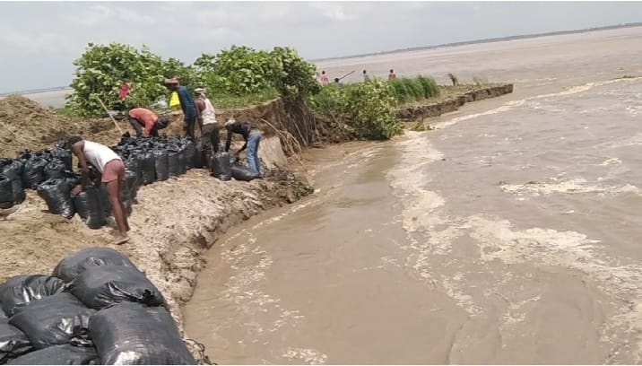 माथुरपुर-सुजानपुर के पास कटान करती नदी संवाद माथुरपुर-सुजानपुर के पास कटान करती नदी संवाद