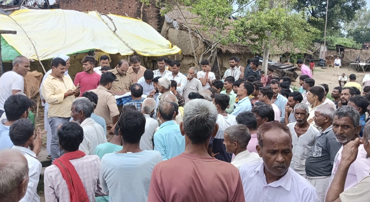 मकान पर गिरा पीपल का पेड़  फोटो संवाद