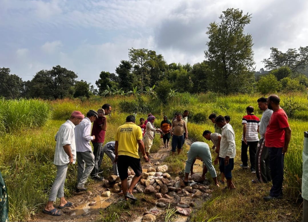 नगरोटा बगवां की सदूँ पंचायत में शहीद ईश्वर दास के घर तक सड़क बनाने में कारसेवा करते ग्रामीण। नगरोटा बगवां की सदूँ पंचायत में शहीद ईश्वर दास के घर तक सड़क बनाने में कारसेवा करते ग्रामीण।