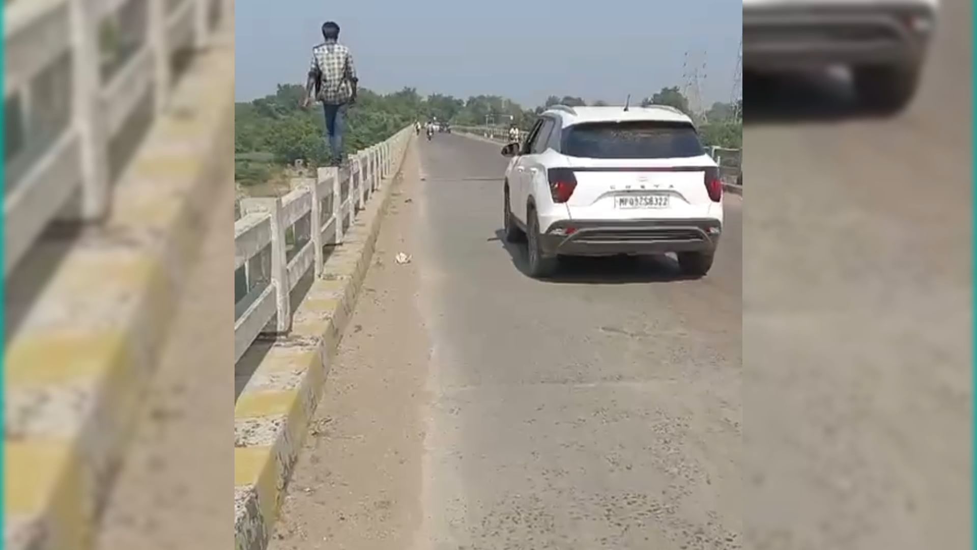 नर्मदा के पुल की रेलिंग पर स्टंट करने का वीडियो हो रहा वायरल