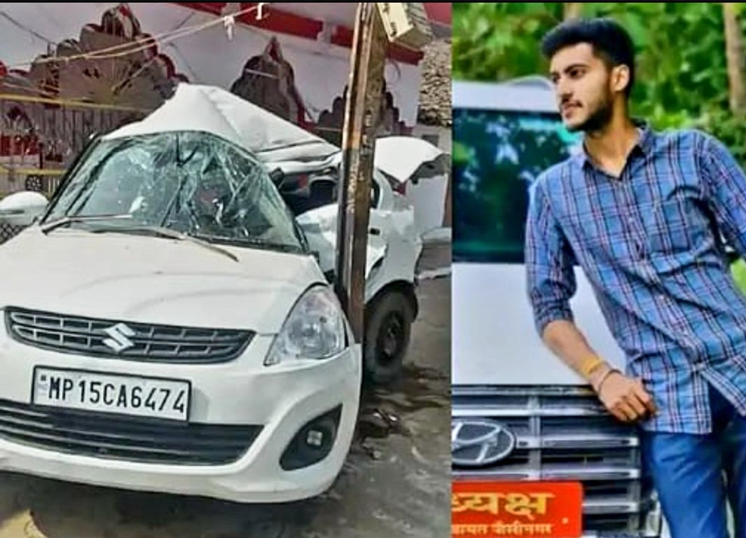 खंभे से टकराई कार खंभे से टकराई कार