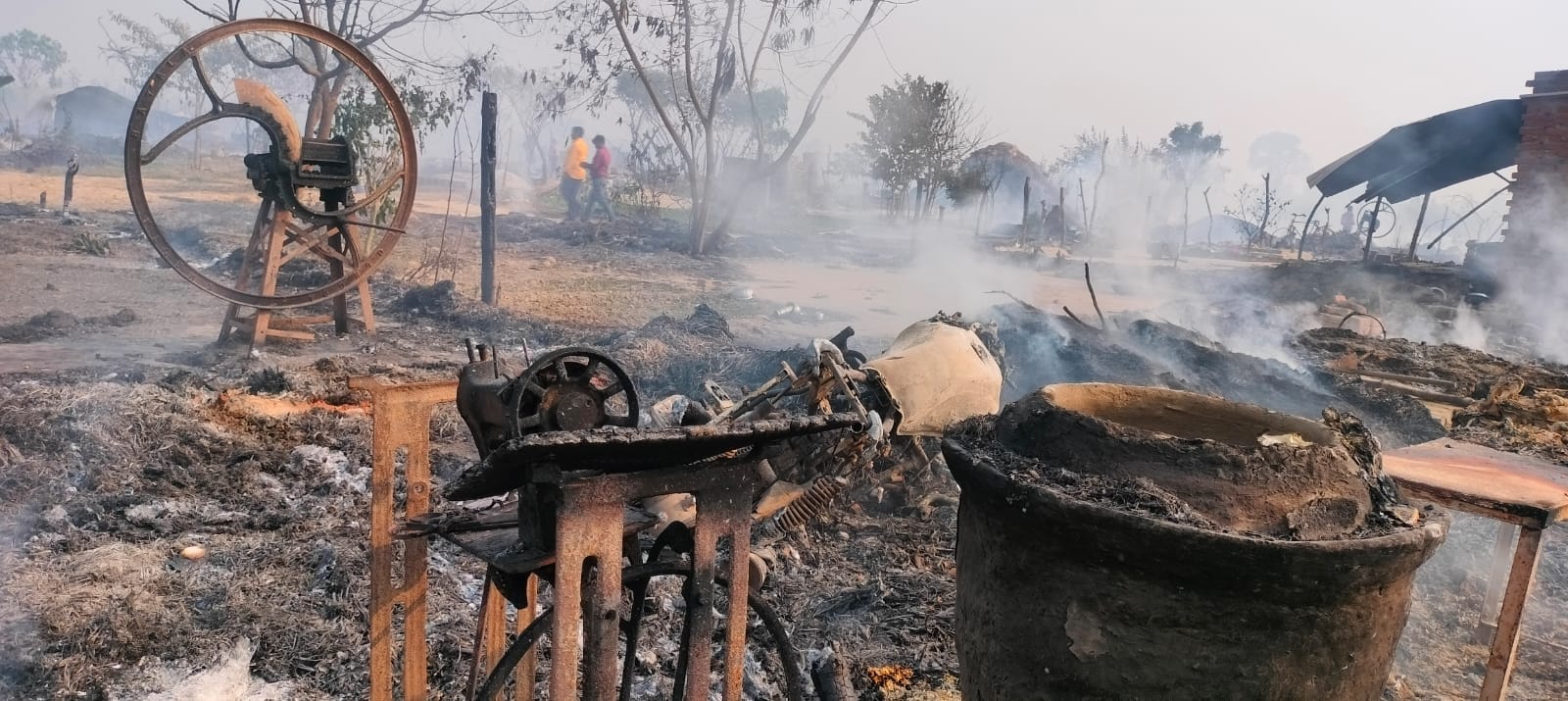 सुन्दरवल में जली गन्ने की फसल।संवाद