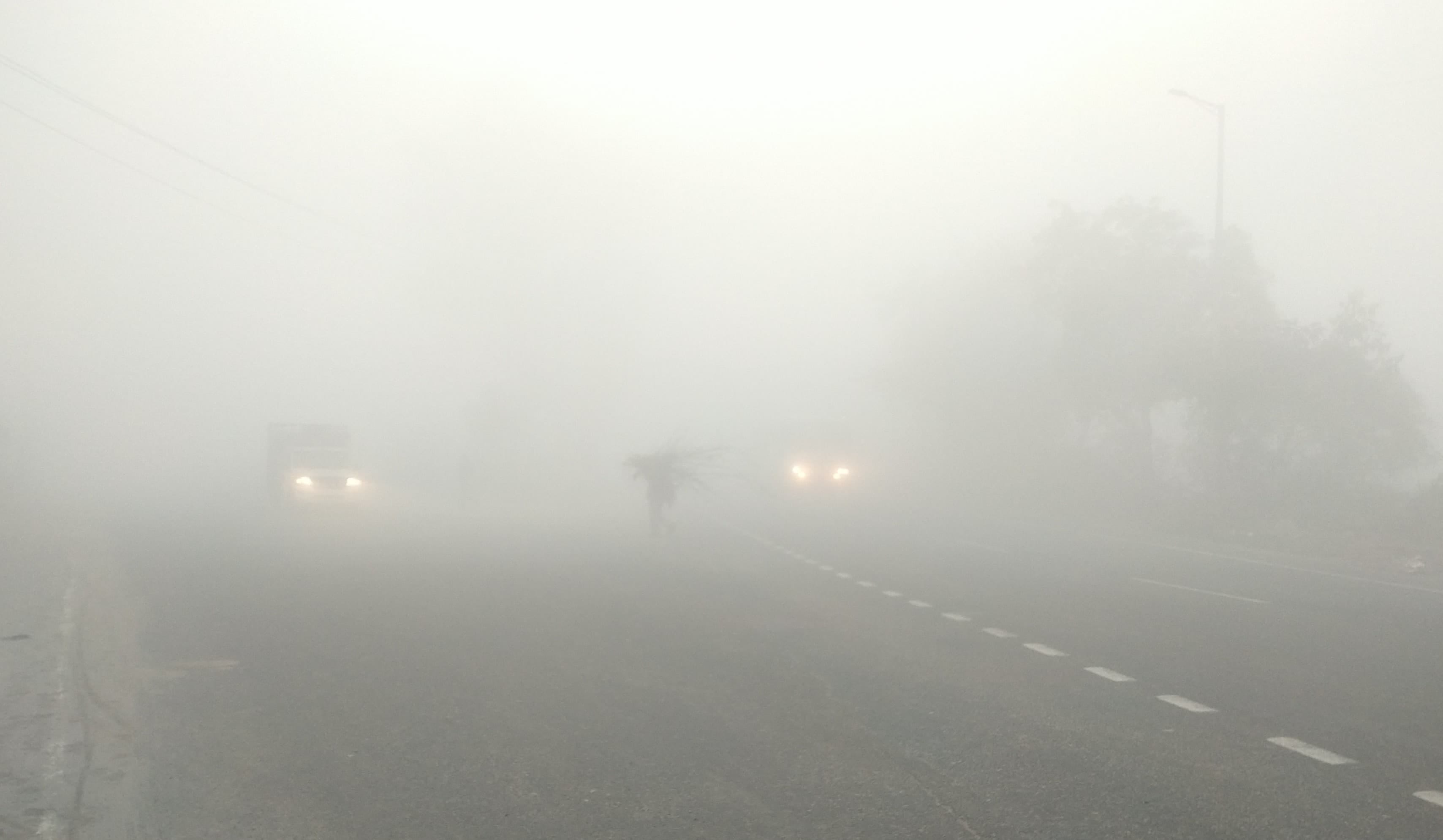 -फोटो 53 : कोहरा ज्यादा होने की वजह से रेलवे स्टेशन के प्लेटफार्म नंबर दो पर खड़े यात्री एक नंबर