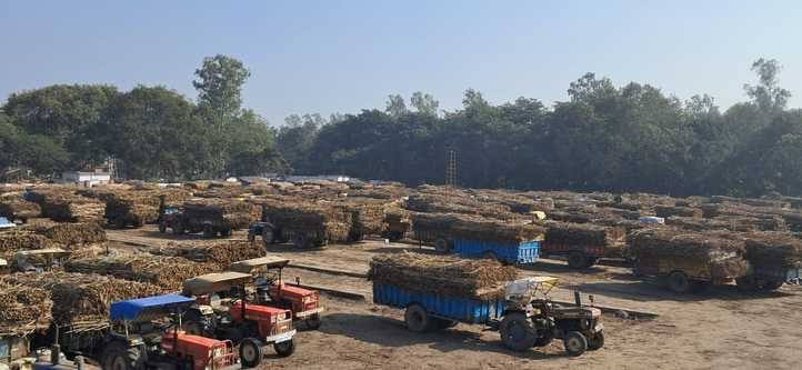 प्रदर्शन करते गन्ना किसान।संवाद