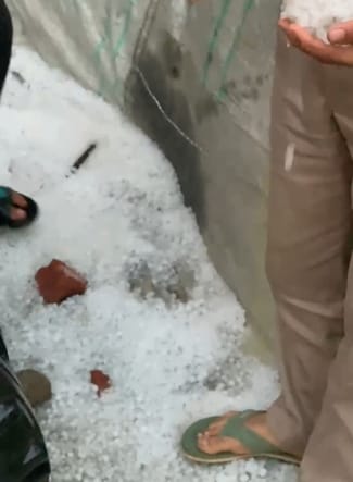 गांव माजरी में बारिश के साथ हुई ओलावृष्टि। गांव माजरी में बारिश के साथ हुई ओलावृष्टि।