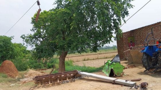 दहगवां के ग्राम पड़रिया में आंधी से गिरा पेड़। संवाद दहगवां के ग्राम पड़रिया में आंधी से गिरा पेड़। संवाद