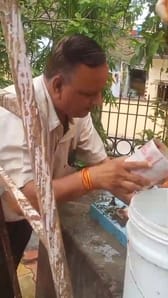 प्रतिमा पर फेंकी गंदगी