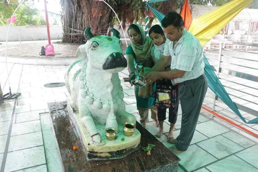 हाउसिंग बोर्ड कॉलोनी स्थित शिव मंदिर में जलाभिषेक करते श्रद्धालु। संवाद हाउसिंग बोर्ड कॉलोनी स्थित शिव मंदिर में जलाभिषेक करते श्रद्धालु। संवाद