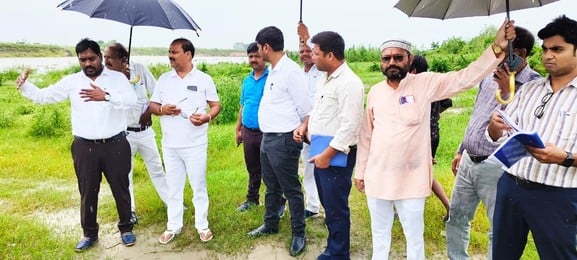 पुवायां के मोहल्ला कांशीराम नगर में जलजमाव। संवाद