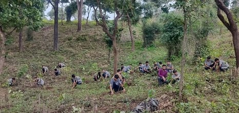 बोगरिया में पौधरोपण करता एसवीएन स्कूल का छात्र। स्रोत: स्कूल बोगरिया में पौधरोपण करता एसवीएन स्कूल का छात्र। स्रोत: स्कूल