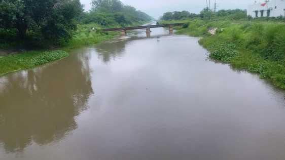 इस्माईलाबाद। गांव झांसा में मारकंडा नदी शनिवार को भी इस तरह उफनी रही। संवाद