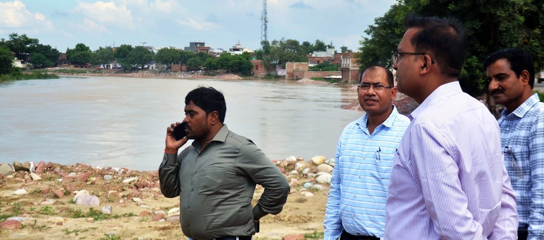 खन्नौत नदी में बढ़ रहा जलस्तर। संवाद खन्नौत नदी में बढ़ रहा जलस्तर। संवाद
