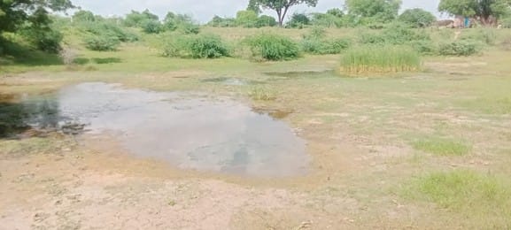 तिंदवारी के मुगुंस गांव में सूखा पड़ा अमृत सरोवर। तिंदवारी के मुगुंस गांव में सूखा पड़ा अमृत सरोवर।