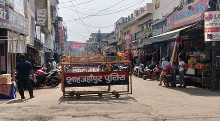 शाहजहांपुर में स्टेशन रोड पर लगा जाम।संवाद