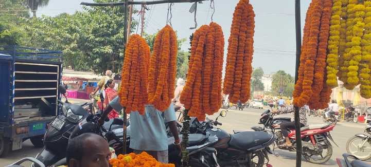 कंपनीबाग के पास लगा फूलों का बाजार- संवाद कंपनीबाग के पास लगा फूलों का बाजार- संवाद