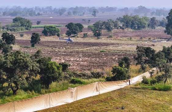 बाड़े में छोड़े जा रहे काले हिरण
